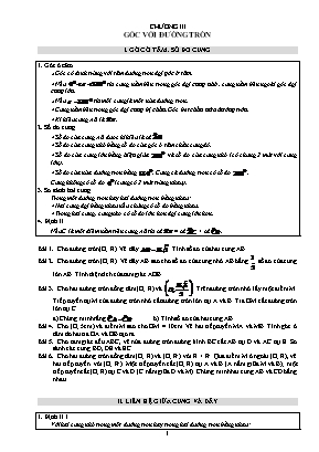 Đề cương ôn tập Hình học Lớp 9 - Chương III Góc với đường tròn